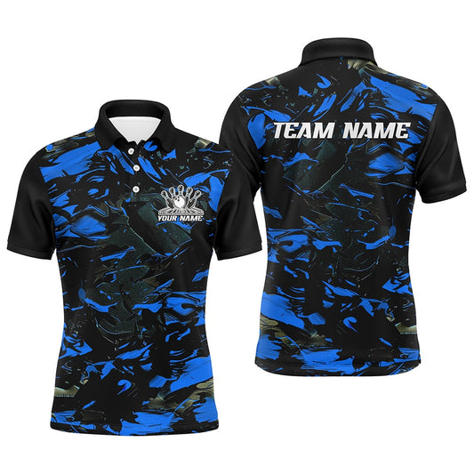 Custom Bowling Polo Shirts, Custom Multicolor Camo Bowling Team Shirt For Men And Women, Bowling Tournament Bowling League Outfit For Bowler