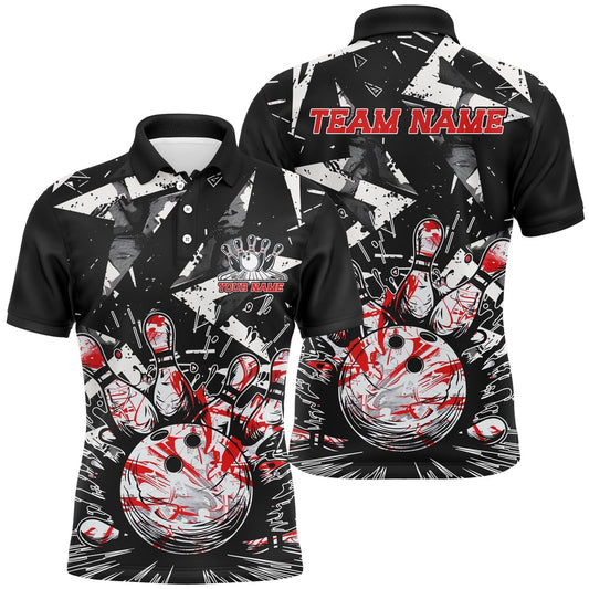 Custom Bowling Polo Shirts, Custom Multicolor Camo Bowling Team Shirts For Men And Women, Strike Bowling Tournament Team Shirts For Bowlers