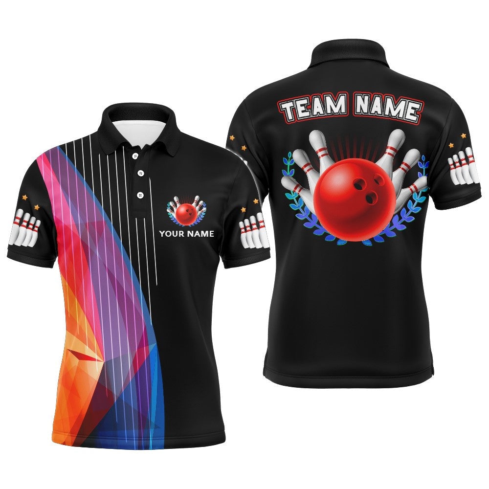 Custom Bowling Polo Shirts, Custom Name Bowling Polo Shirt For Men Funny Bowling Jersey Personalized Bowling Team League Shirt