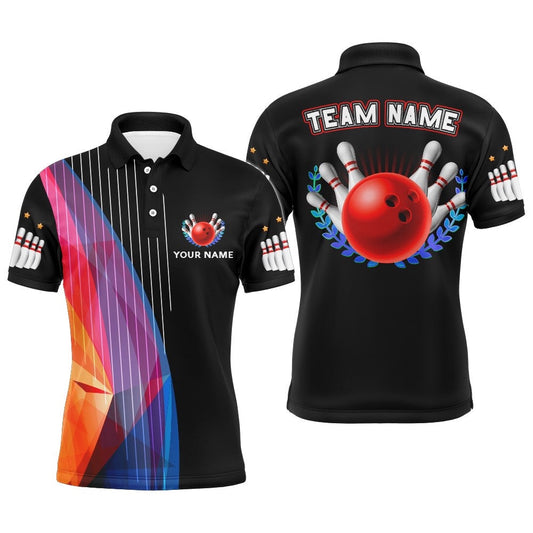Custom Bowling Polo Shirts, Custom Name Bowling Polo Shirt For Men Funny Bowling Jersey Personalized Bowling Team League Shirt
