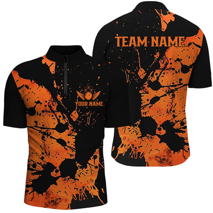 Custom Bowling Polo Shirts, Custom Name Orange Bowling Team Shirts For Men And Women, Bowlers Outfits