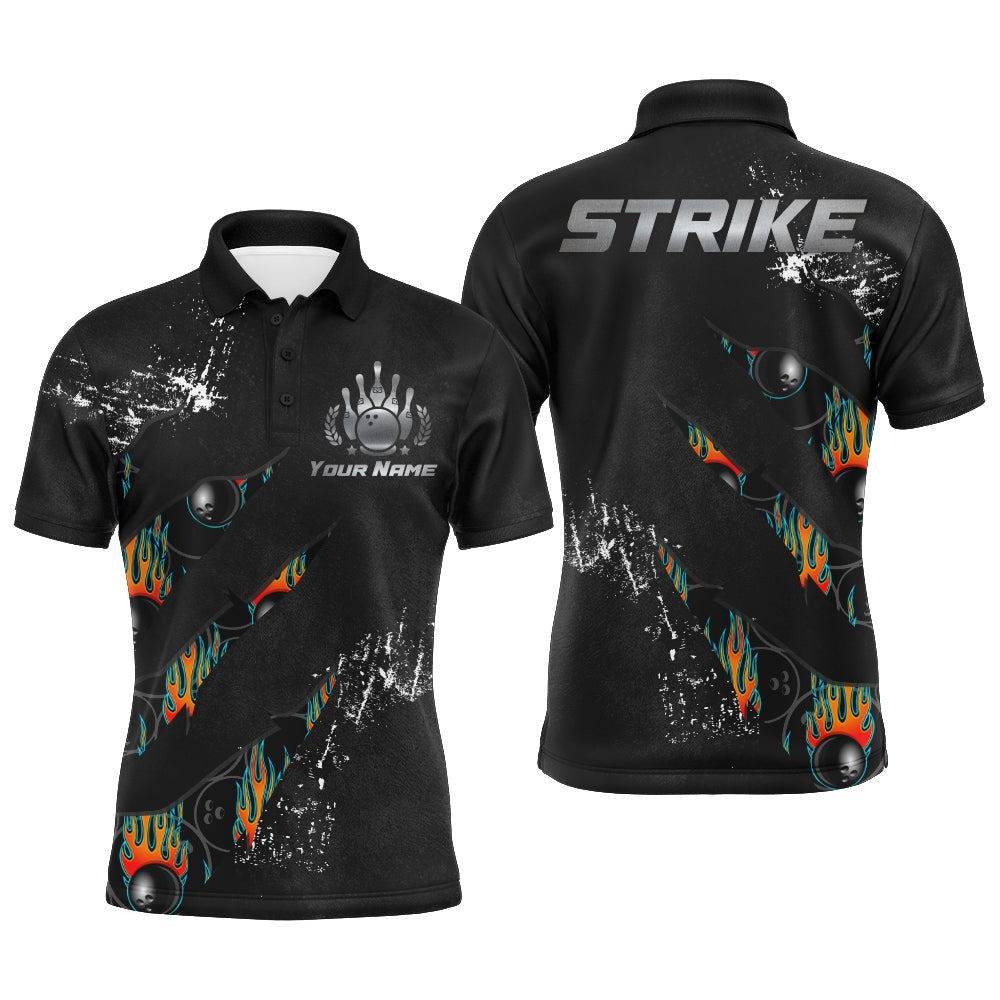 Custom Bowling Polo Shirts, Custom Polo Bowling Shirt For Men, Strike Men Bowlers Jersey Short Sleeve