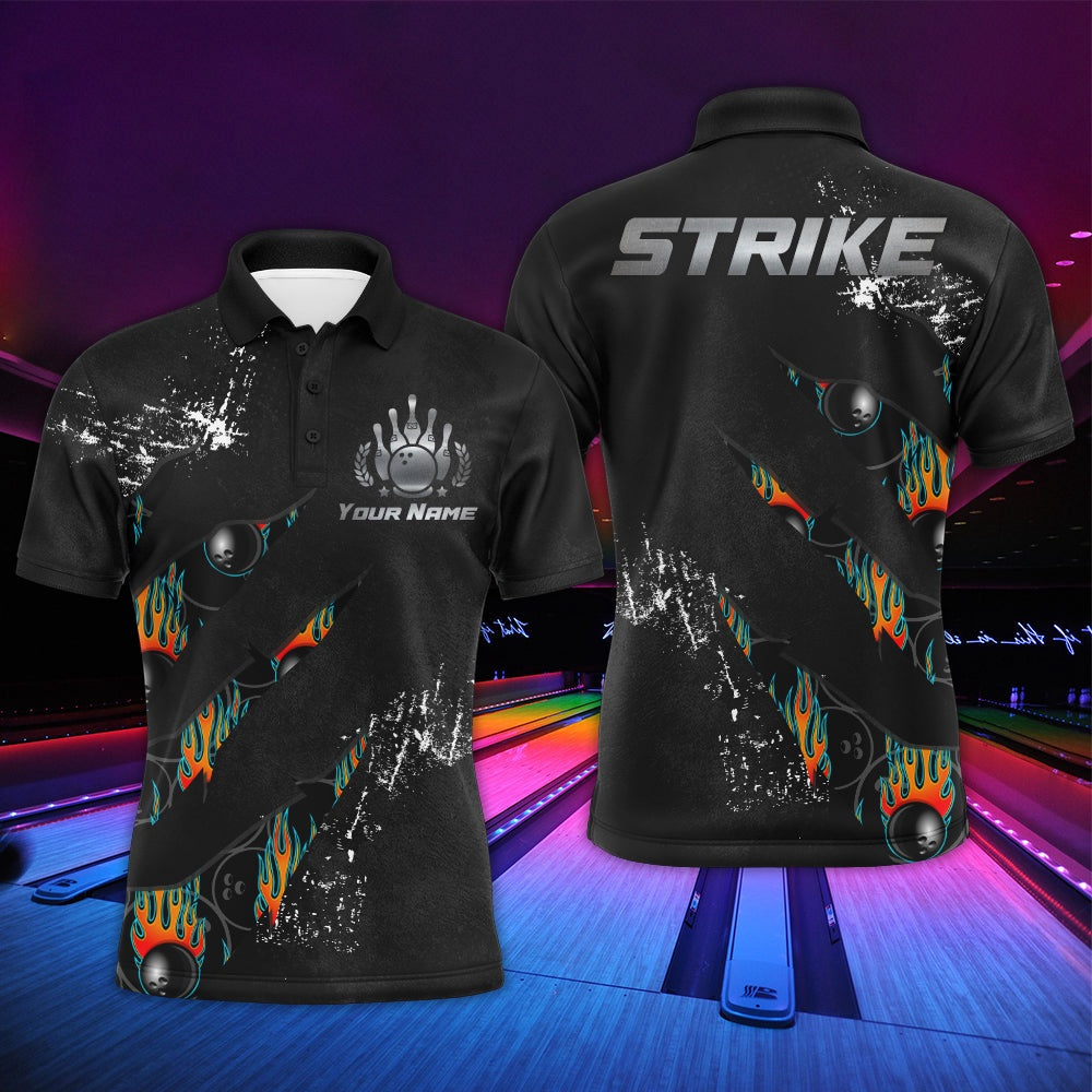 Custom Bowling Polo Shirts, Custom Polo Bowling Shirt For Men, Strike Men Bowlers Jersey Short Sleeve