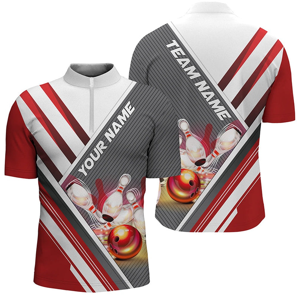 Custom Bowling Polo Shirts, Custom Red Bowling Shirts For Men And Women Red Bowling Team Jerseys Bowlers Outfits