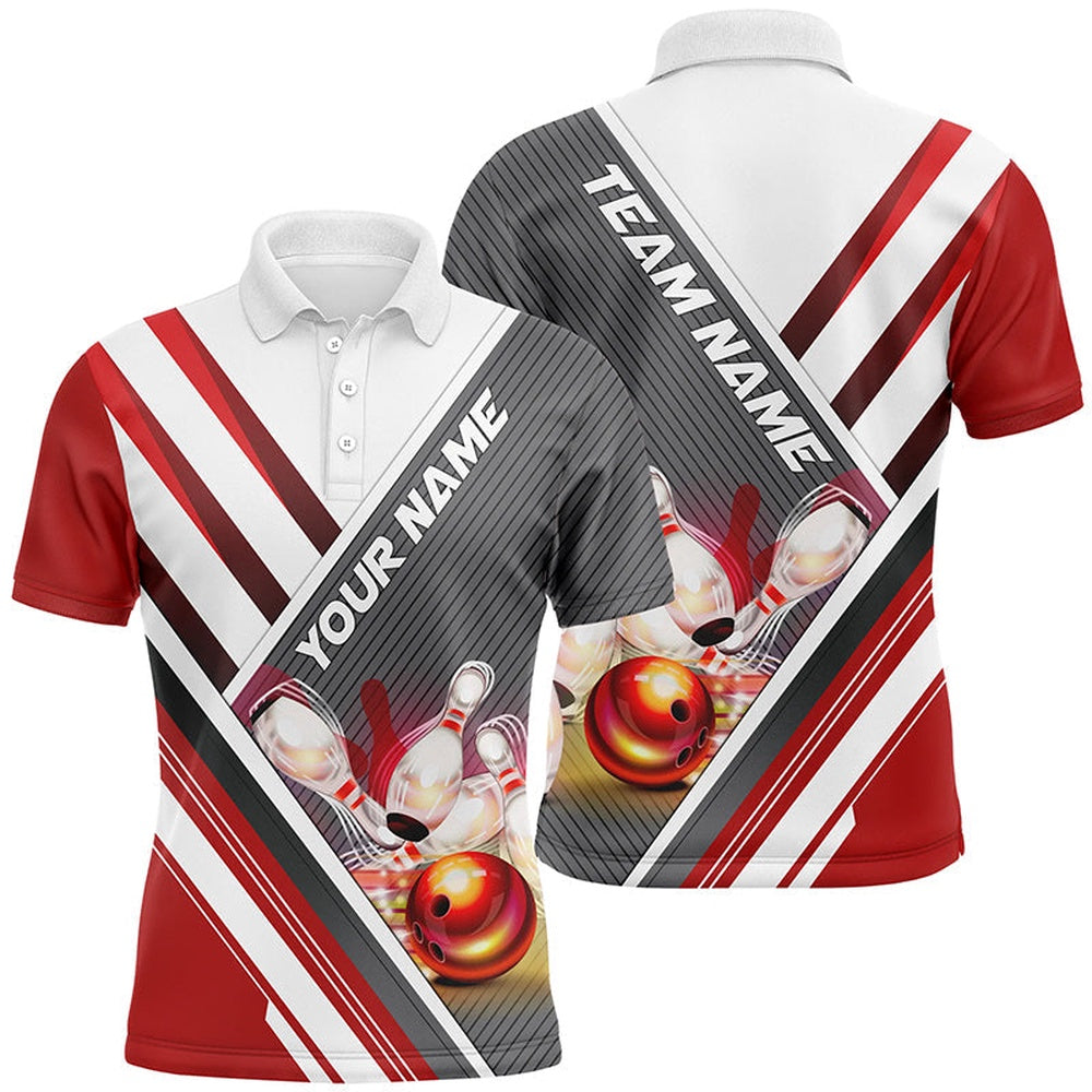 Custom Bowling Polo Shirts, Custom Red Bowling Shirts For Men And Women Red Bowling Team Jerseys Bowlers Outfits