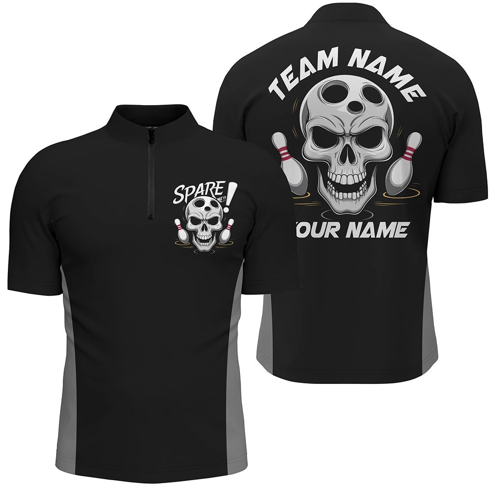 Custom Bowling Polo Shirts, Custom Skull Bowling Shirts For Men And Women, Spare Me Bowlers Outfit Bowling Apparel