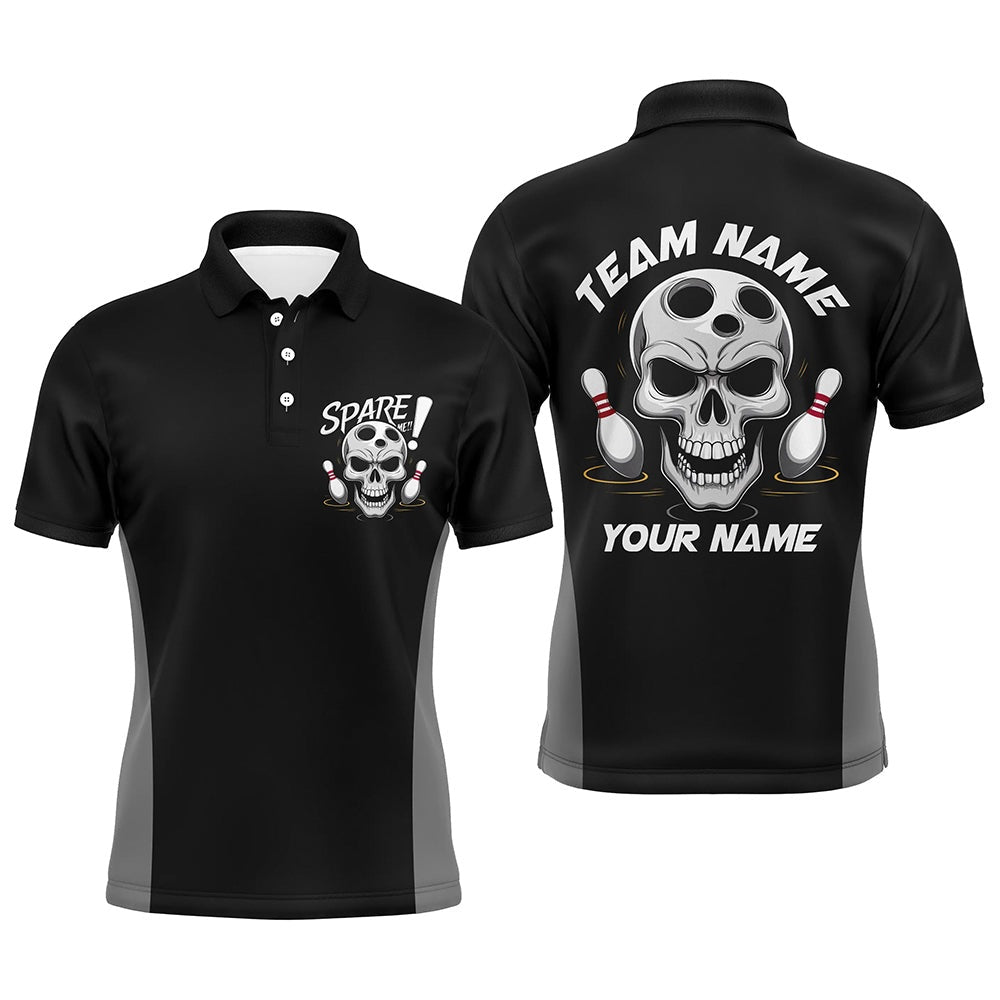 Custom Bowling Polo Shirts, Custom Skull Bowling Shirts For Men And Women, Spare Me Bowlers Outfit Bowling Apparel