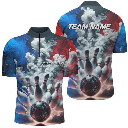 Custom Bowling Polo Shirts, Custom Smoke Unisex Bowling Shirts For Bowling Team, Strike Bowling Jerseys For Men And Women