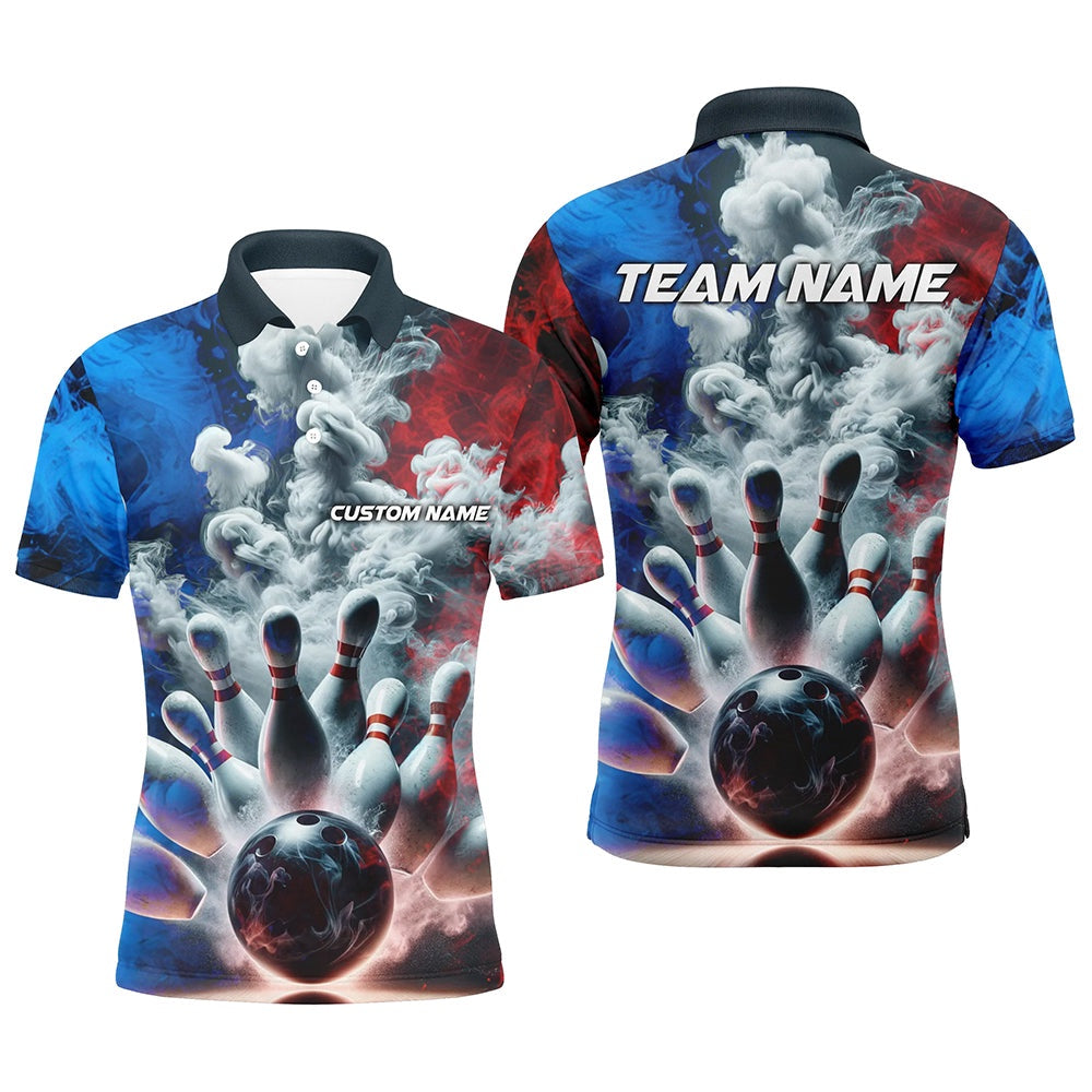 Custom Bowling Polo Shirts, Custom Smoke Unisex Bowling Shirts For Bowling Team, Strike Bowling Jerseys For Men And Women