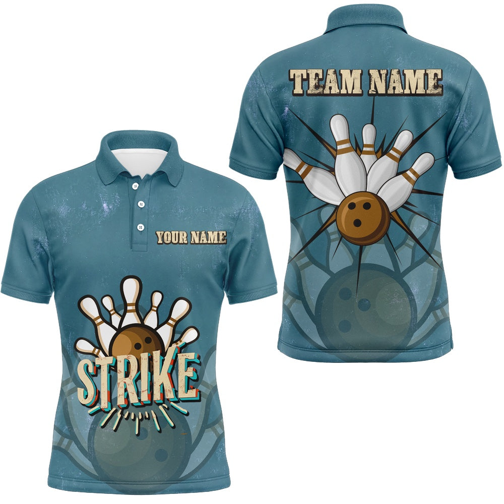 Custom Bowling Polo Shirts, Custom Strike Bowling Men Polo Shirts Vintage Bowling Team Jerseys Retro Bowlers Outfits