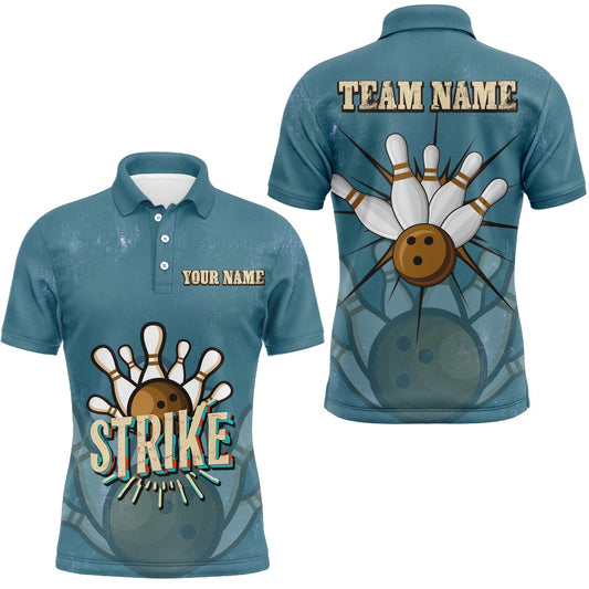 Custom Bowling Polo Shirts, Custom Strike Bowling Men Polo Shirts Vintage Bowling Team Jerseys Retro Bowlers Outfits