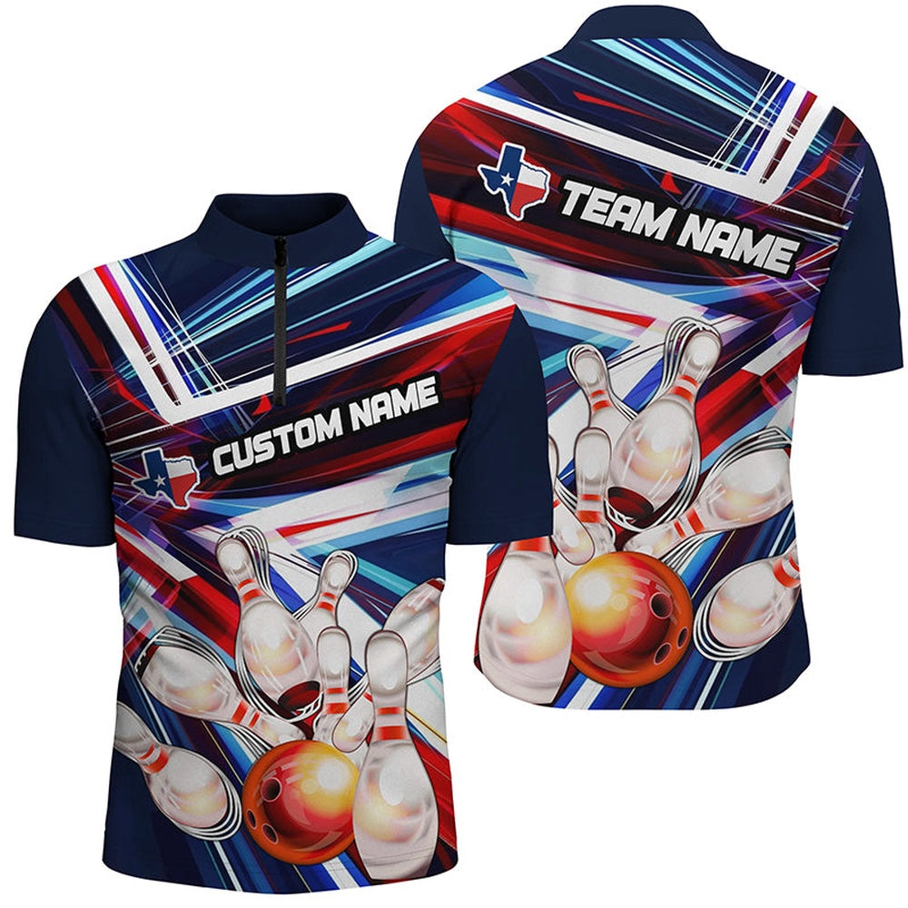 Custom Bowling Polo Shirts, Custom Texas Flag Bowling Team Shirts For Men And Women, Unisex Texas Bowling Jerseys