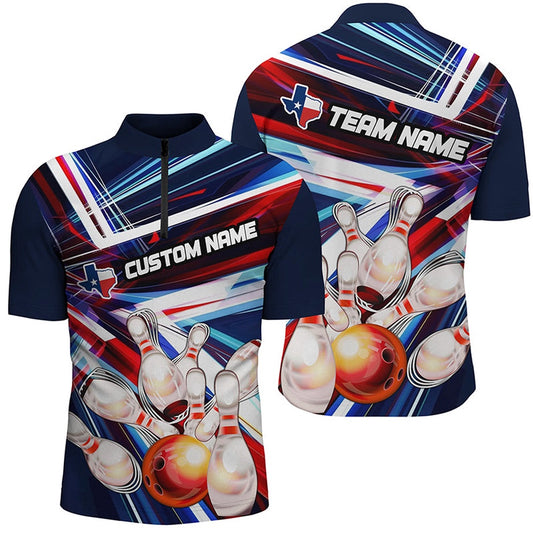 Custom Bowling Polo Shirts, Custom Texas Flag Bowling Team Shirts For Men And Women, Unisex Texas Bowling Jerseys
