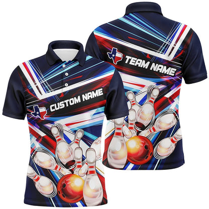 Custom Bowling Polo Shirts, Custom Texas Flag Bowling Team Shirts For Men And Women, Unisex Texas Bowling Jerseys