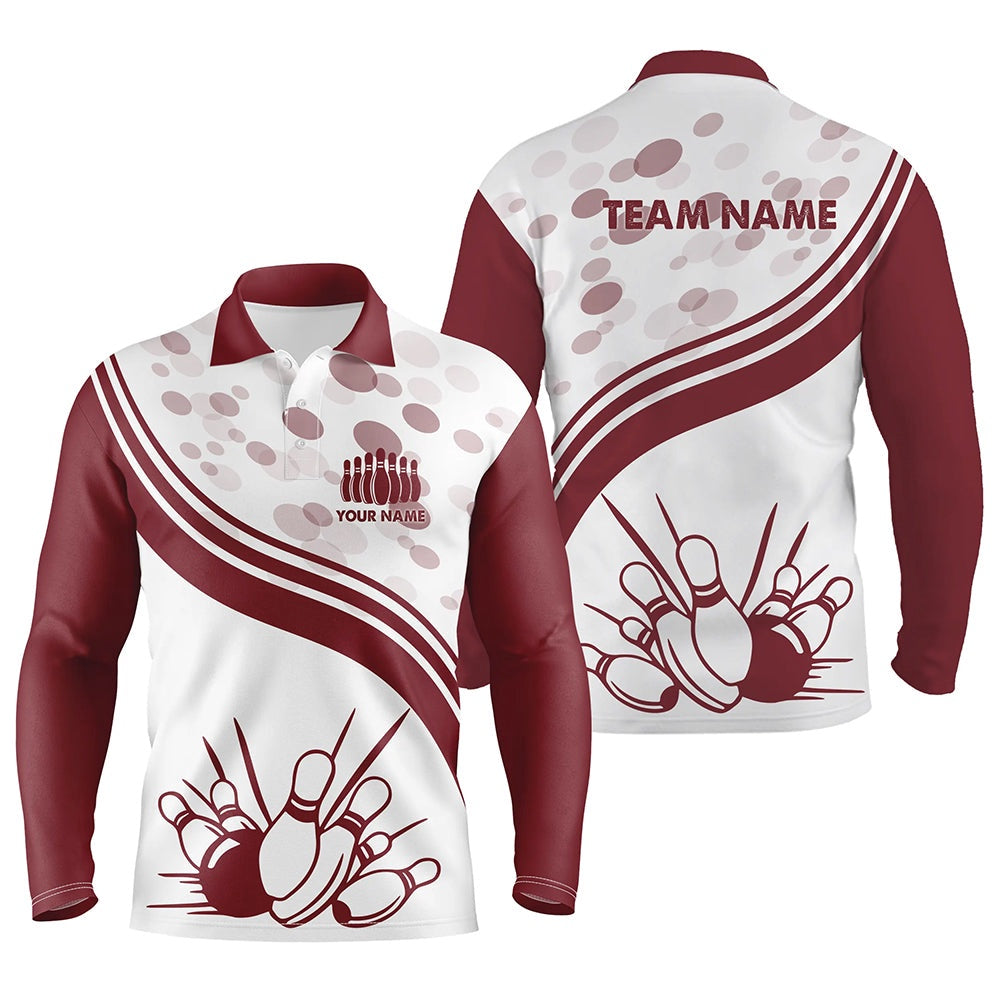 Custom Bowling Polo Shirts, Custom Vintage White Bowling Polo Shirts For Men, Personalized Bowling Team Jerseys
