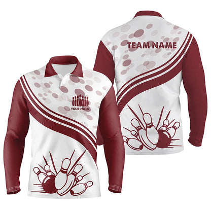 Custom Bowling Polo Shirts, Custom Vintage White Bowling Polo Shirts For Men, Personalized Bowling Team Jerseys