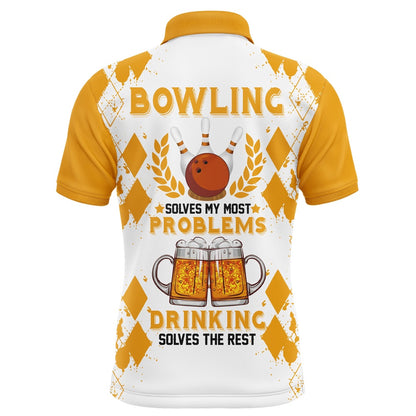 Custom Bowling Polo Shirts, Funny Beer Bowling Shirt Men Polo, Personalized Team Short Sleeves Men Bowlers Jersey