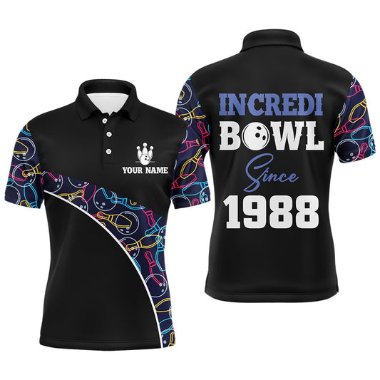 Custom Bowling Polo Shirts, Funny Bowling Shirt For Men Custom Name Incredi Bowl Since Polo Short Sleeve Bowler Jersey