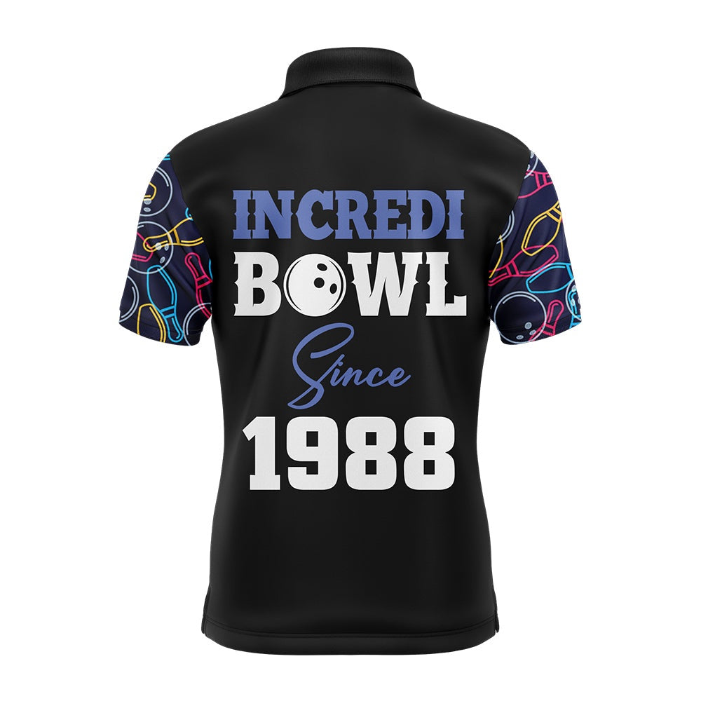 Custom Bowling Polo Shirts, Funny Bowling Shirt For Men Custom Name Incredi Bowl Since Polo Short Sleeve Bowler Jersey