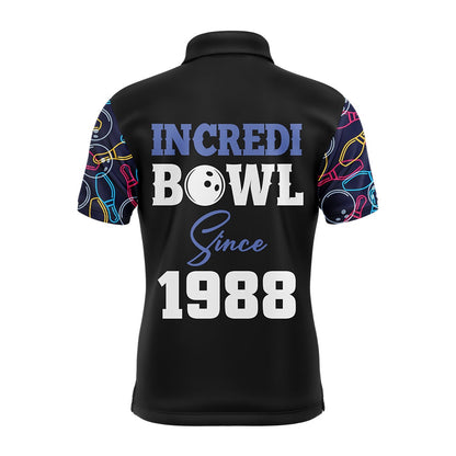 Custom Bowling Polo Shirts, Funny Bowling Shirt For Men Custom Name Incredi Bowl Since Polo Short Sleeve Bowler Jersey