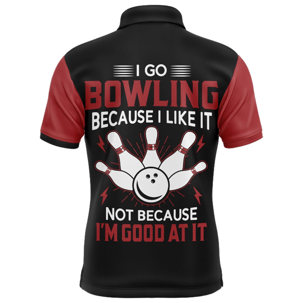 Custom Bowling Polo Shirts, Funny Bowling Shirt For Men Personalized Name Black & Red Argyle Bowler Polo Jersey