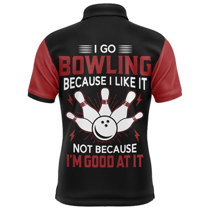 Custom Bowling Polo Shirts, Funny Bowling Shirt For Men Personalized Name Black & Red Argyle Bowler Polo Jersey