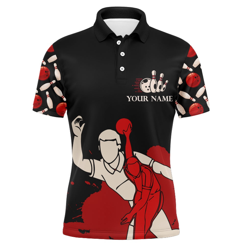 Custom Bowling Polo Shirts, Funny Bowling Shirt For Men Personalized Name They See Me Bowlin' They Hatin' Bowler Polo Jersey