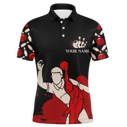Custom Bowling Polo Shirts, Funny Bowling Shirt For Men Personalized Name They See Me Bowlin' They Hatin' Bowler Polo Jersey