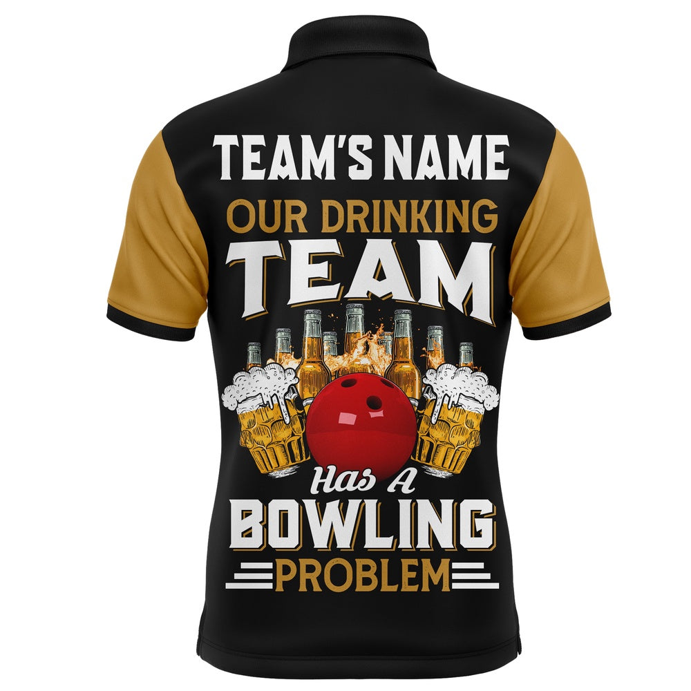 Custom Bowling Polo Shirts, Funny Bowling Shirt For Team Personalized Name Bowling Beer Lovers Vintage Bowler Jersey