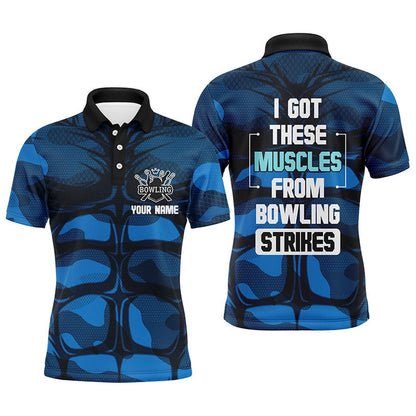 Custom Bowling Polo Shirts, Funny Muscle Men Polo Bowling Shirt Personalized Short Sleeve Bowlers Jersey