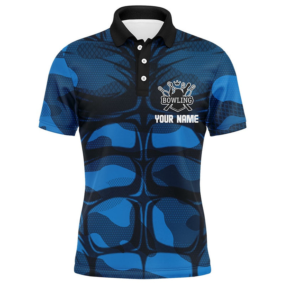 Custom Bowling Polo Shirts, Funny Muscle Men Polo Bowling Shirt Personalized Short Sleeve Bowlers Jersey
