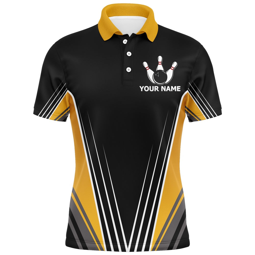 Custom Bowling Polo Shirts, Funny Polo Bowling Shirt For Men Personalized Name Bowling Technique Vintage Bowler Jersey