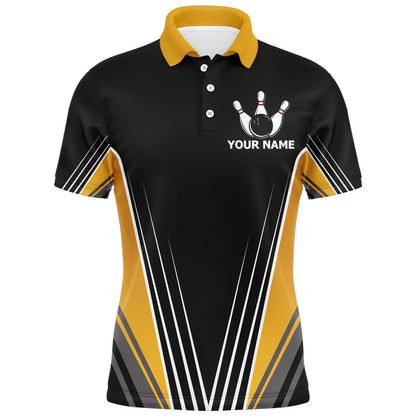 Custom Bowling Polo Shirts, Funny Polo Bowling Shirt For Men Personalized Name Bowling Technique Vintage Bowler Jersey