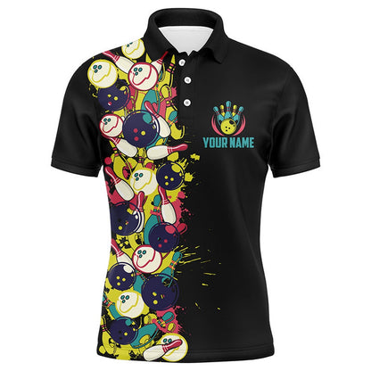 Custom Bowling Polo Shirts, Grab Your Balls Funny Men Polo Bowling Shirt Personalized Bowlers Jersey Short Sleeve