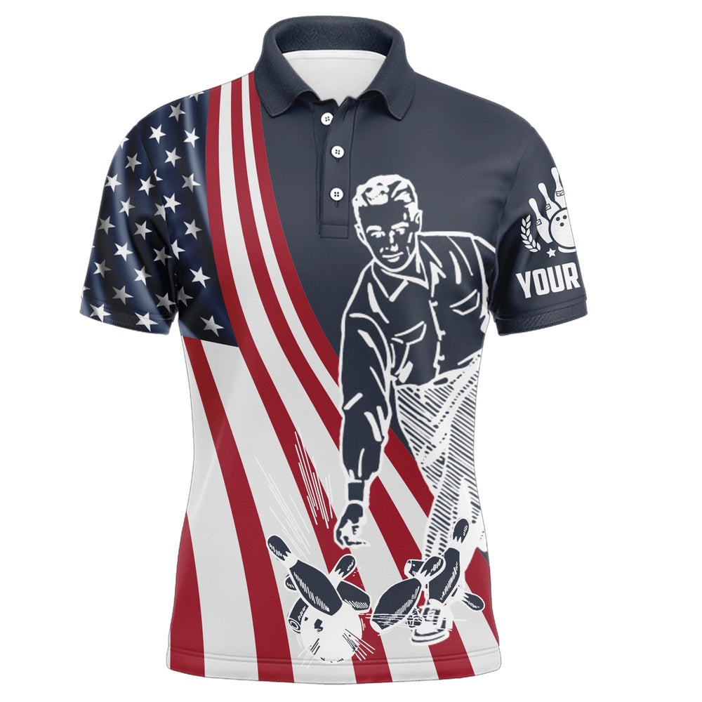 Custom Bowling Polo Shirts, Grab Your Balls We'Re Going Bowling Shirt Custom Bowling Jersey For Men American Flag Bowling Shirt