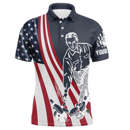 Custom Bowling Polo Shirts, Grab Your Balls We'Re Going Bowling Shirt Custom Bowling Jersey For Men American Flag Bowling Shirt