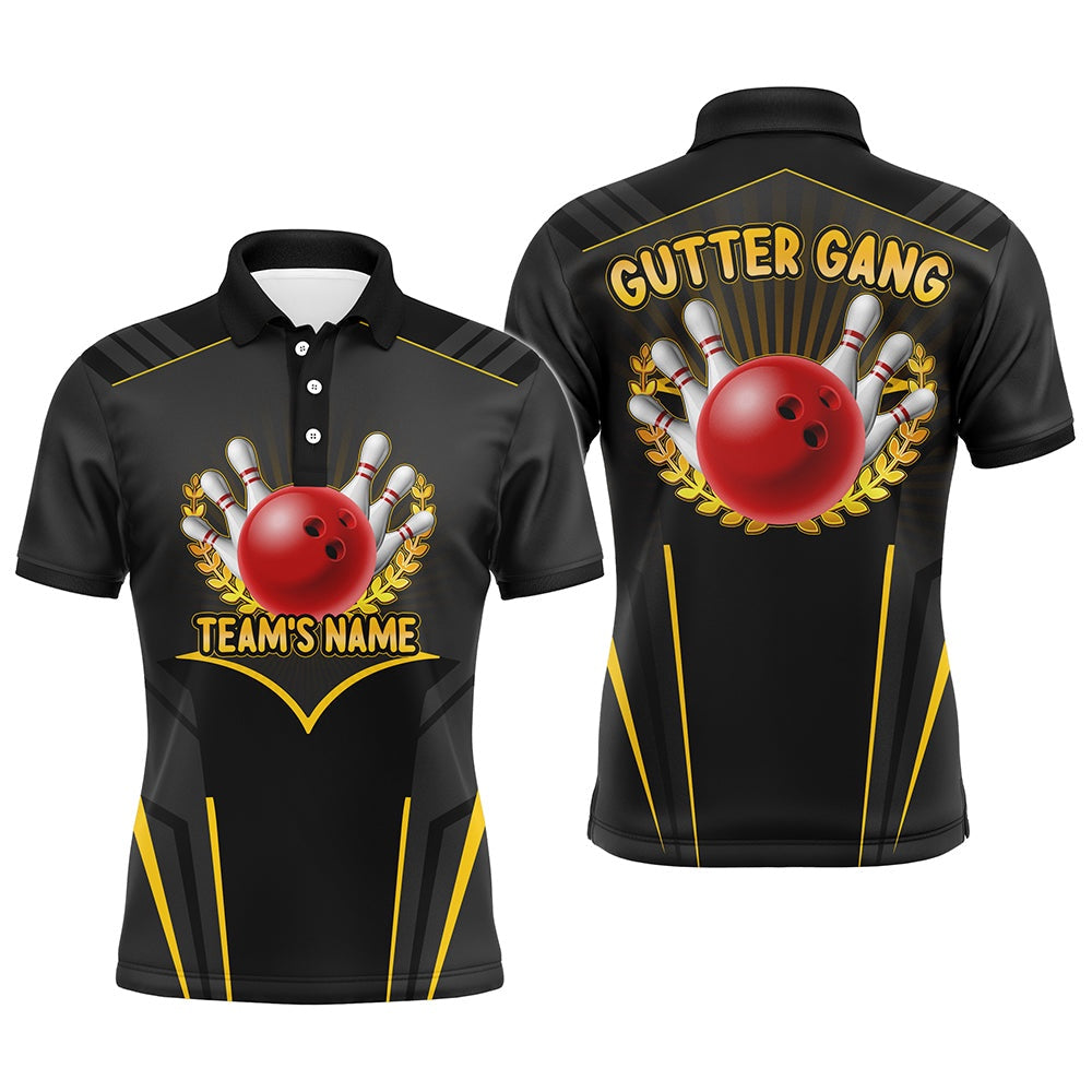 Custom Bowling Polo Shirts, Gutter Gang Funny Bowling Shirt For Men Custom Bowling Jersey For Team Print Bowling Polo Shirt