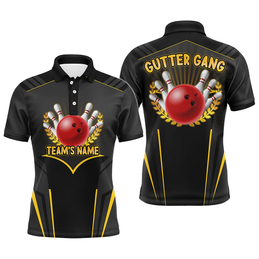 Custom Bowling Polo Shirts, Gutter Gang Funny Bowling Shirt For Men Custom Bowling Jersey For Team Print Bowling Polo Shirt