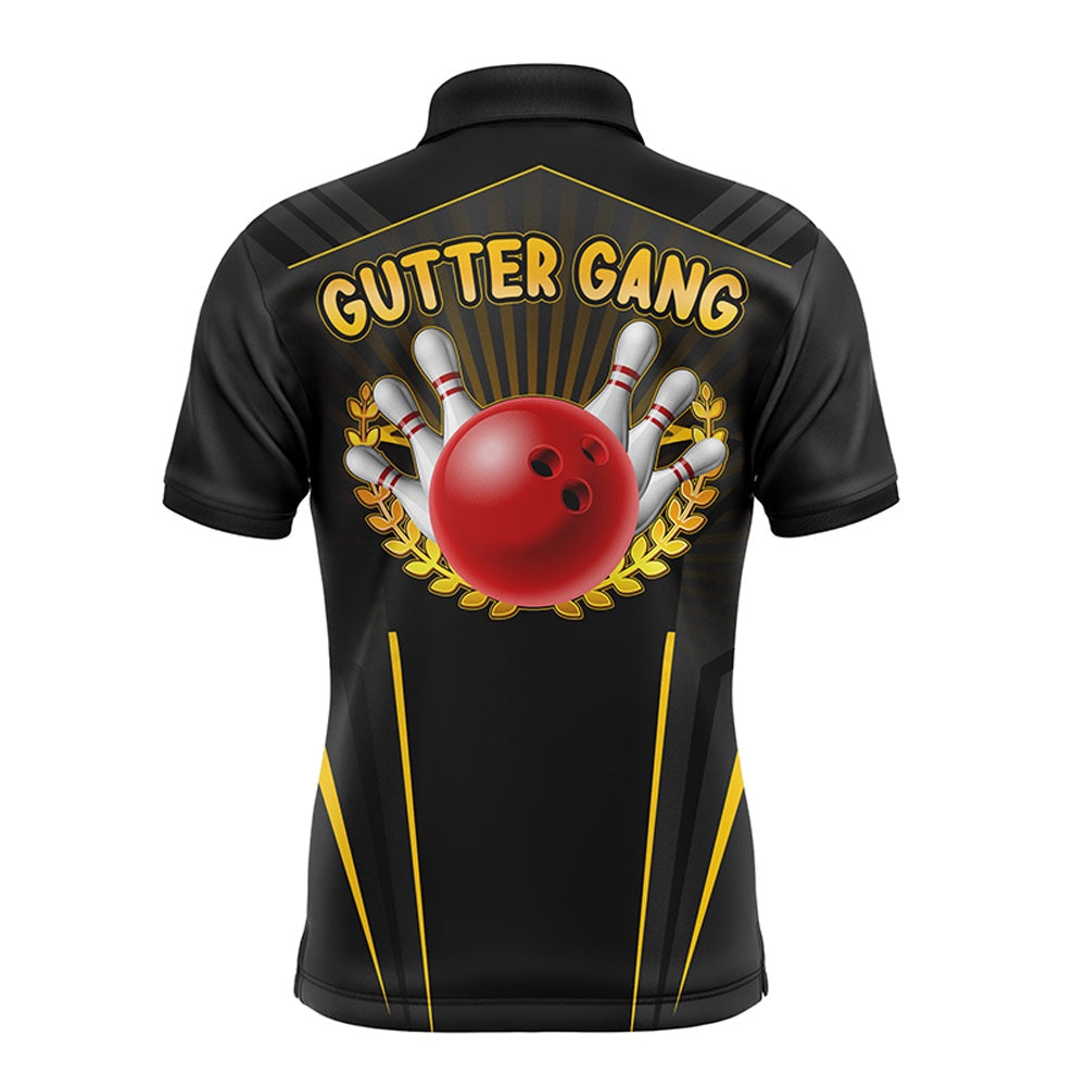 Custom Bowling Polo Shirts, Gutter Gang Funny Bowling Shirt For Men Custom Bowling Jersey For Team Print Bowling Polo Shirt