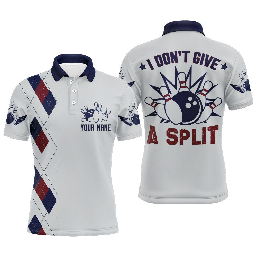 Custom Bowling Polo Shirts, I Don'T Give A Split Bowling Polo Shirt Men Custom American Bowling Jersey