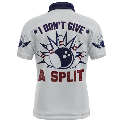 Custom Bowling Polo Shirts, I Don'T Give A Split Bowling Polo Shirt Men Custom American Bowling Jersey