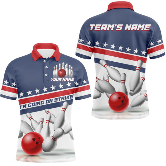 Custom Bowling Polo Shirts, I'M Going On Strike Bowling Shirt For Men Custom American Bowling Jersey Team Bowling Polo Shirt