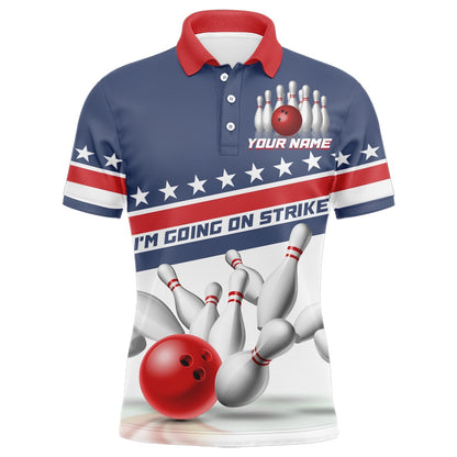 Custom Bowling Polo Shirts, I'M Going On Strike Bowling Shirt For Men Custom American Bowling Jersey Team Bowling Polo Shirt