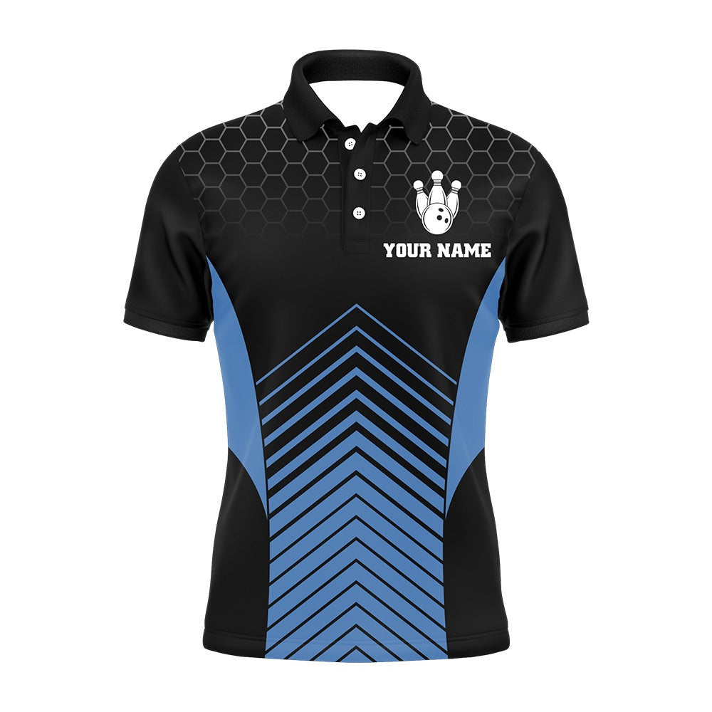 Custom Bowling Polo Shirts, Lucky Bowling Shirt, Funny Blue Polo Bowling Shirt For Men, Custom Team'S Name Bowler Jersey