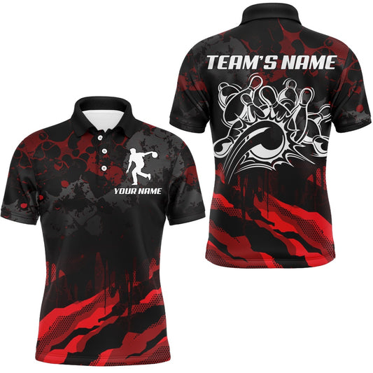 Custom Bowling Polo Shirts, Men Bowling Polo Shirt Custom Camo Bowling Jersey Bowling Team League Shirt