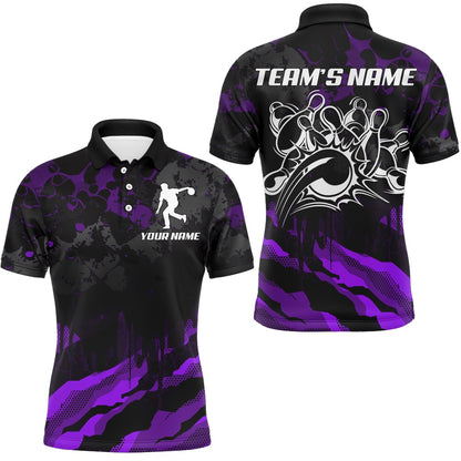 Custom Bowling Polo Shirts, Men Bowling Polo Shirt Custom Camo Bowling Jersey Bowling Team League Shirt