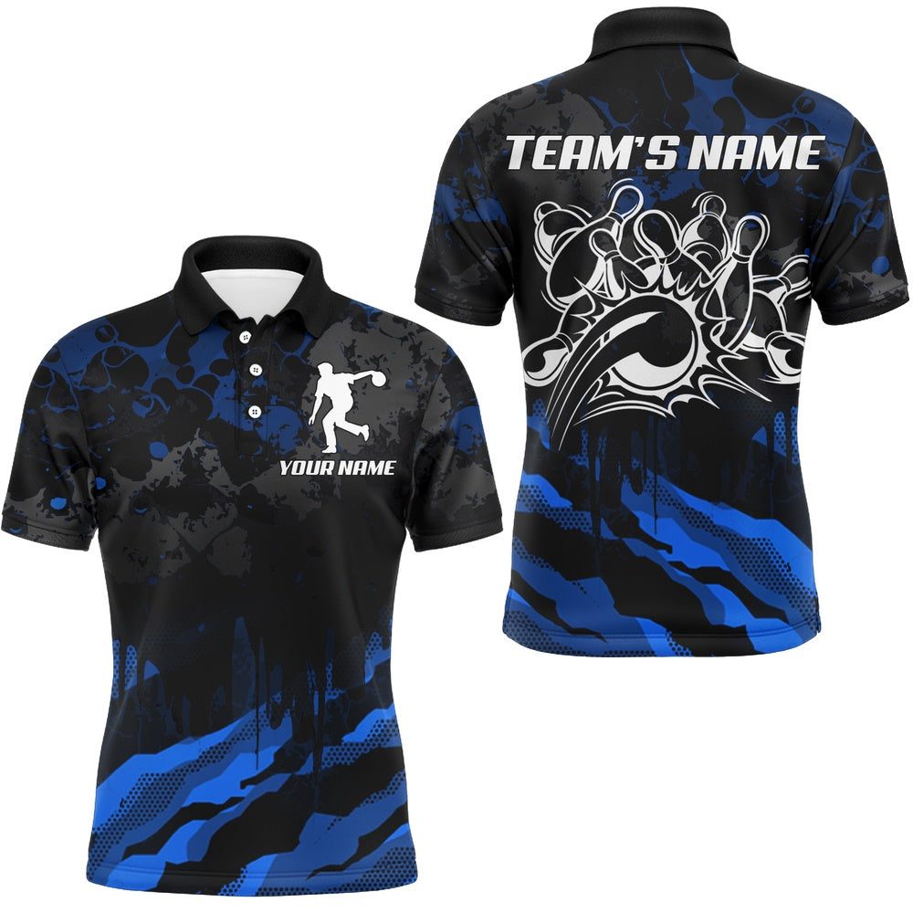 Custom Bowling Polo Shirts, Men Bowling Polo Shirt Custom Camo Bowling Jersey Bowling Team League Shirt