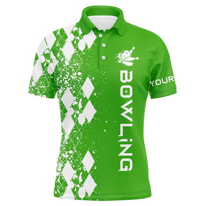 Custom Bowling Polo Shirts, Men'S Bowling Polo Shirt Custom Green Bowling Shirts For Men Personalized Bowling Gift Bowler Jerseys
