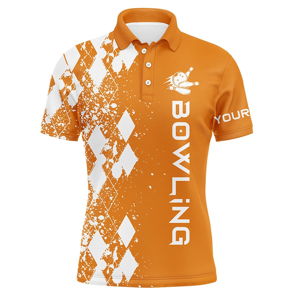 Custom Bowling Polo Shirts, Men'S Bowling Polo Shirt Custom Orange Bowling Shirts For Men Personalized Bowling Gift Bowler Jerseys