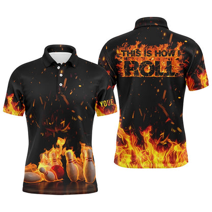 Custom Bowling Polo Shirts, Men'S Bowling Shirt This Is How I Roll Custom Bowling Ball And Pins, Custom Bowling Shirts For Men